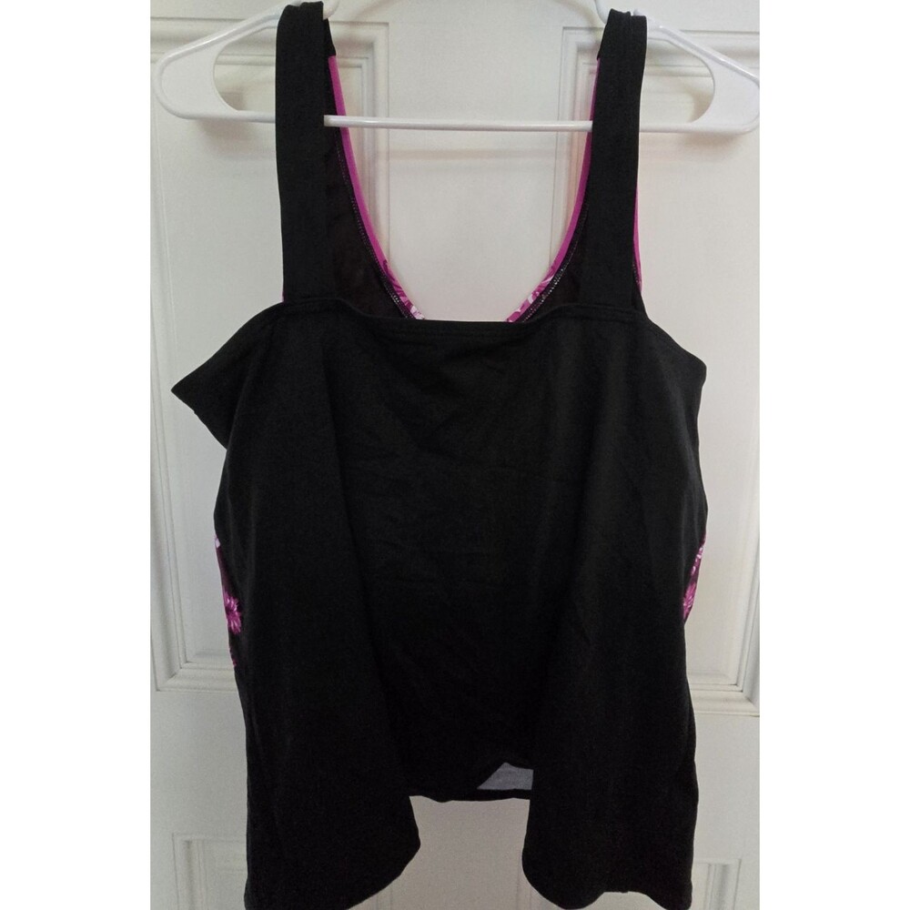 Swimsuits for All Women's Classic Tankini Top Pink/Black Floral Size 20 - Picture 4 of 8